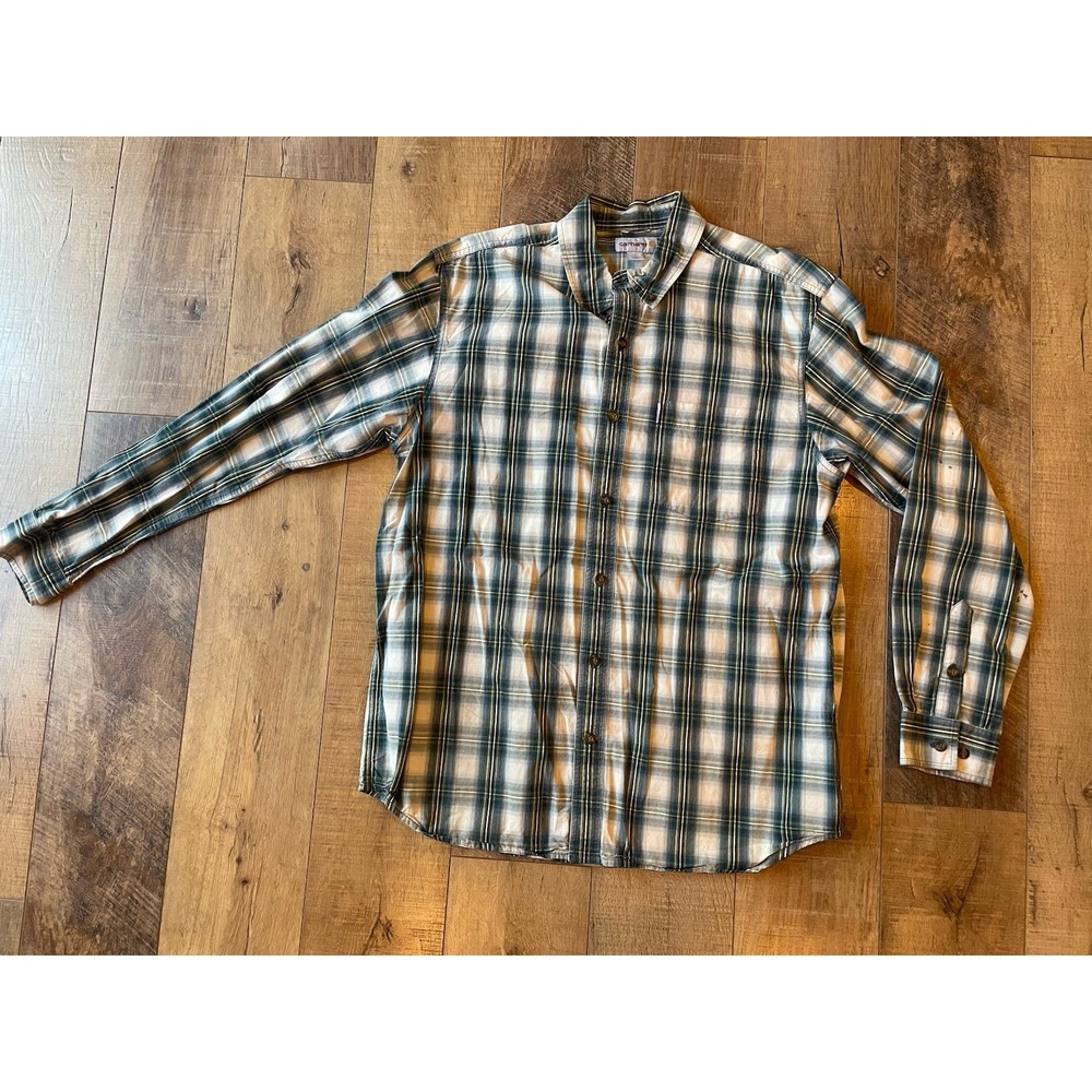 Carhartt Rugged Flex Shirt Mens Large Plaid Long Sleeve Button Up Cotton 102278